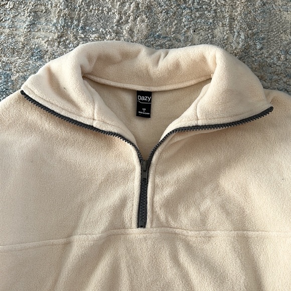 worn once. soft beige quarter zip from Dazy. warm fleece is so comfortable! - Picture 2 of 4